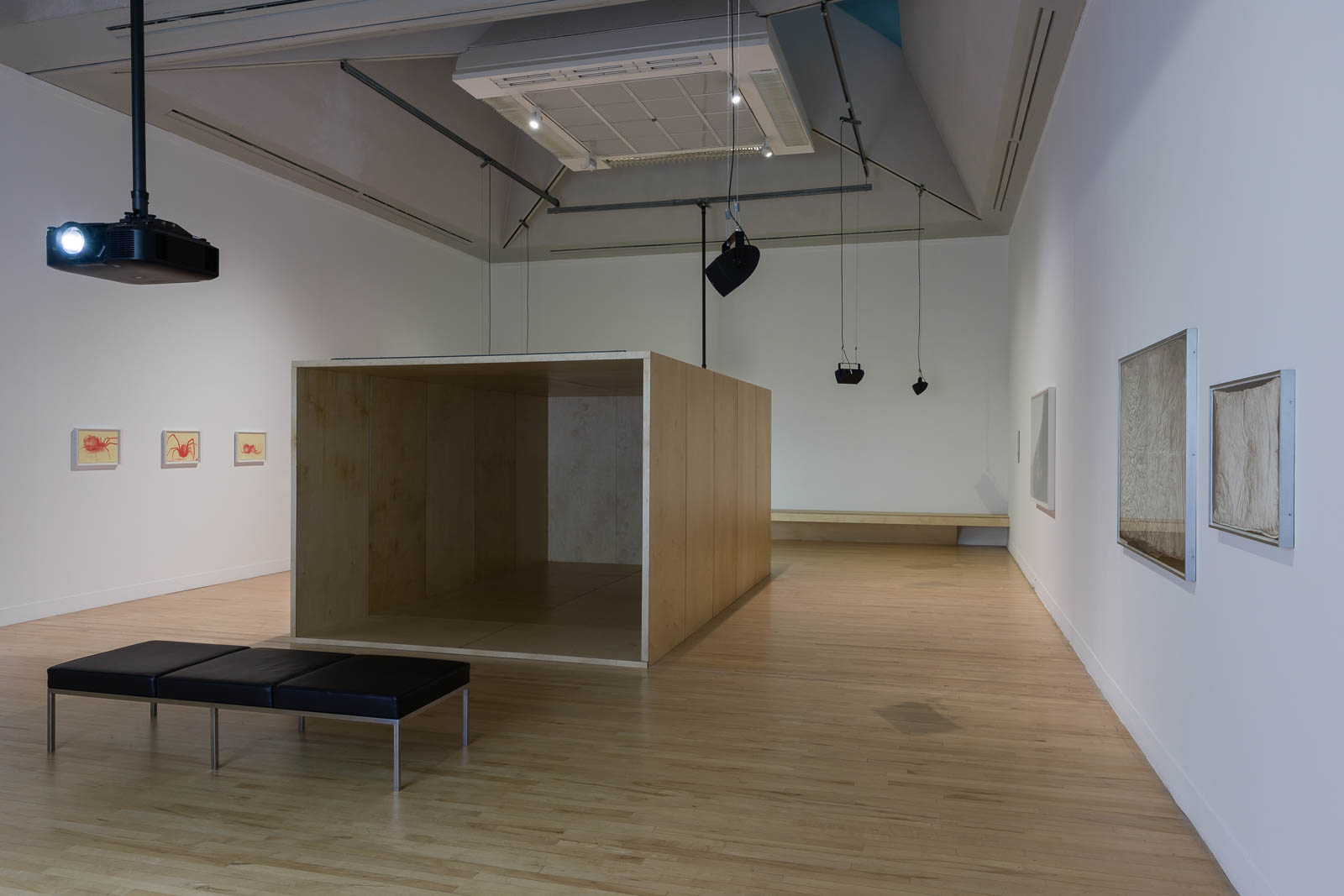 Ed Atkins, Untitled, 2020, ink gouache and graphite on paperboard, paintings of mattresses and pillows, installation view Tate Britain