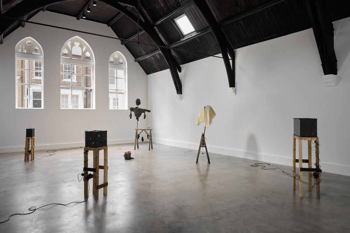 Installation view of Caspar Heinemann's 'Sod All' exhibition at Studio Voltaire, London, 2025